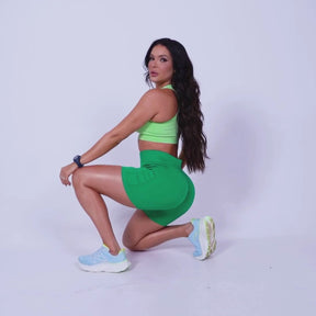 Short Feminino Fitness Canelado Verde - FITXY050VD