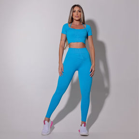 Top Feminino Fitness Canelado Azul - FIT0B05AZ